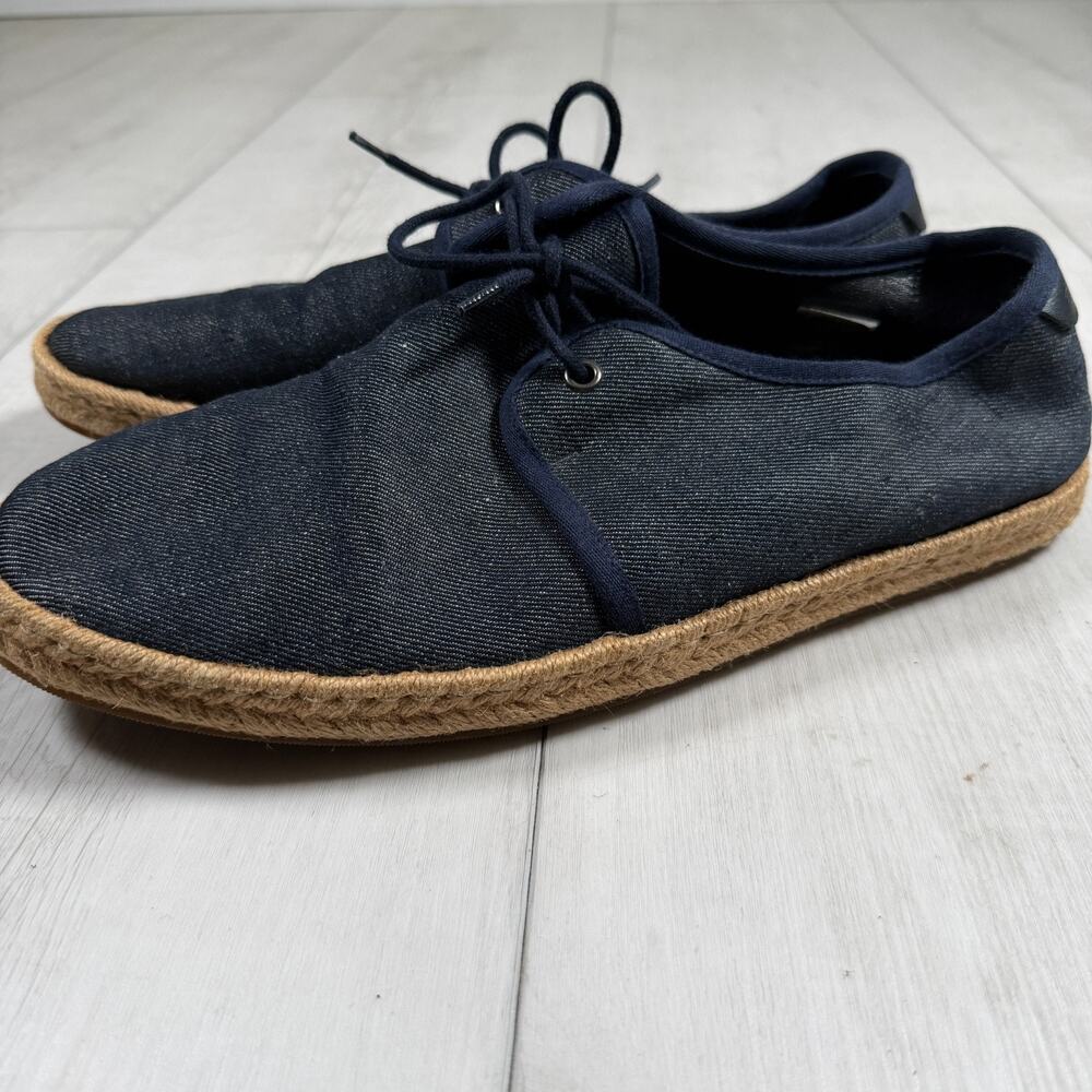 BURBERRY Mens Euro 43/ US 10 Navy Blue Denim Espadrille Laced Shoes Travel - Picture 4 of 10
